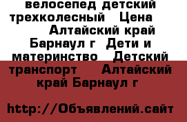 велосепед детский трехколесный › Цена ­ 1 000 - Алтайский край, Барнаул г. Дети и материнство » Детский транспорт   . Алтайский край,Барнаул г.